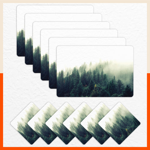 Polypropylene Table Mats & Coasters for Dining Table at Home (Evergreen - Set of 6)